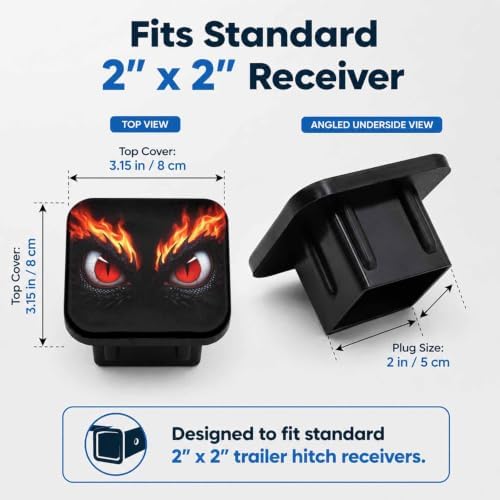 Trailer Hitch Covers Fiery Red Dragon, Heavy Duty 2 Inch Hitch Cover - Image 2