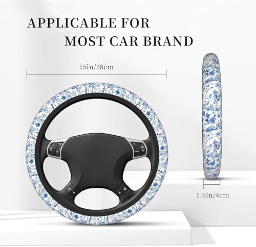 Blue Floral Steering Wheel Cover - Image 5