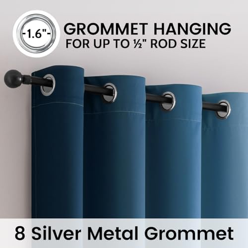 SimpleHome 100% Blackout Ombre Bedroom Curtains Blue and Greyish White - Image 4