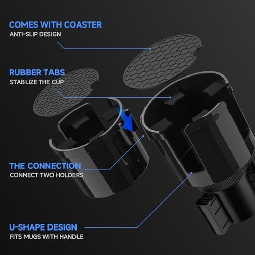 DYLEN Car Cup Holder Expander, 2 in 1 Cup Holder Adpater Extenter - Image 2