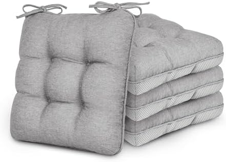 Love's cabin Memory Foam Chair Cushions Set of 4, 19 Inch, Light Grey by Lovescabin