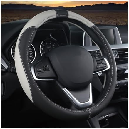 BESULEN 15 Inch Steering Wheel Cover Soft Leather Protector Black/Gray by BESULEN