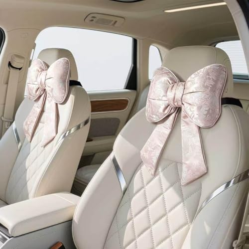 2 Pack Bow Car Headrest Pillow Comfortable Soft Plush Head Rest Cushion by iHUFeather