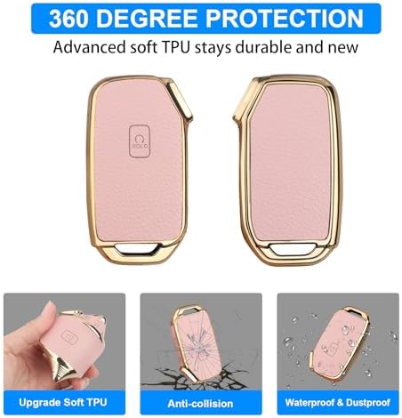 QBUC for KIA Key Fob Cover, Upper Leather + Soft TPU Key Case Shell - Image 5