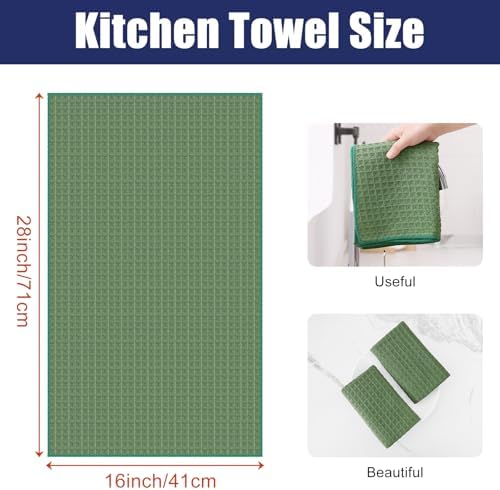 Homaxy Microfiber Waffle Weave Kitchen Towels, 8 Pack, Grass Green - Image 2
