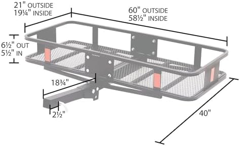 Apex CCB-F6020-DLX 60” Long Steel Basket Folding Hitch Cargo Carrier - Image 6