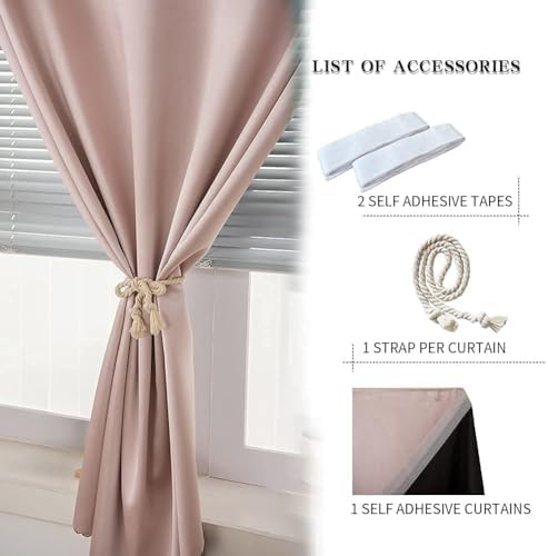 JILRON Adhesive Curtain 100% Blackout No-Drill Easy Install - Image 4