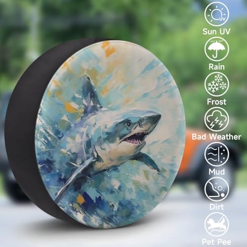 Spare Tire Cover for RV Trailer, Ocean Shark Tire Covers Universal Fit for - Image 3