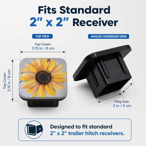 Trailer Hitch Covers Abstract Sunflower Yellow Heavy Duty 2 Inch Hitch Cover - Image 2