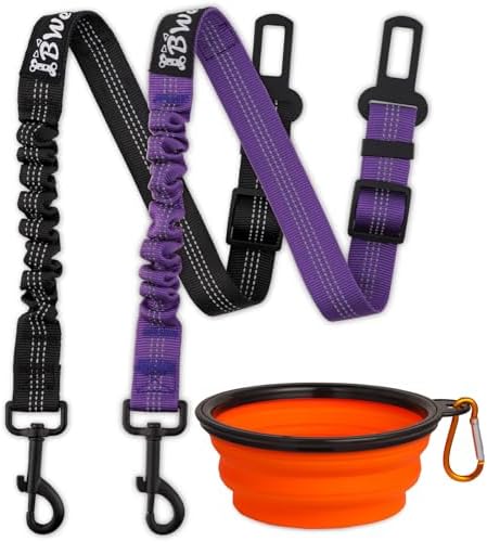 IBWell Dog Seat Belt, 3 Piece Set Retractable Dog Car Harness Adjustable Dog by IBWell