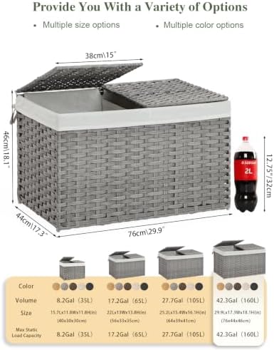 SETVSON Storage Basket with Lid Wicker Baskets - Image 2