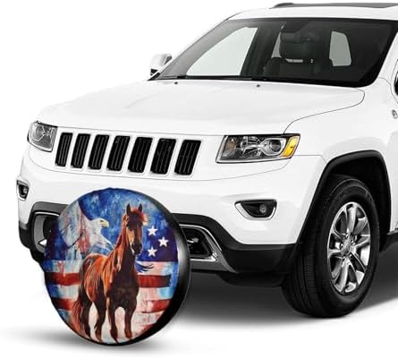 American Flag Horse Spare Tire Cover Wheel Protectors Waterproof Wheel Covers - Image 6