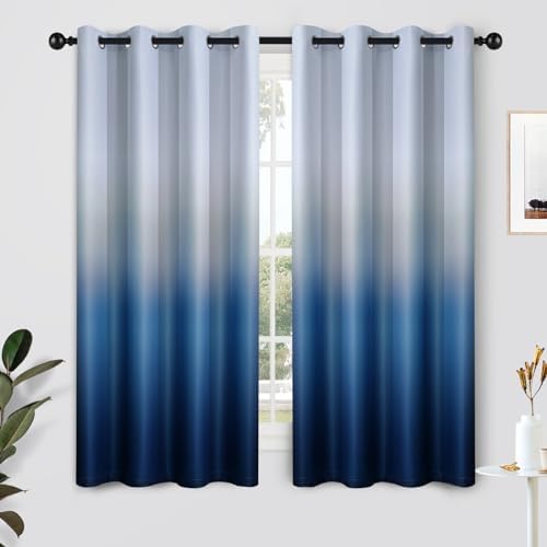 SimpleHome Ombre Gradient Blue White to Gray Curtains by SimpleHome
