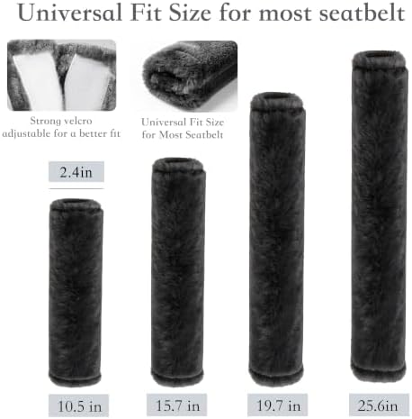 Amooca 19.7in Extra Long Furry Universal Car Seatbelt Cover Shoulder Pad - Image 4