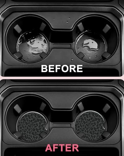 Swooflia Elegant Ceramic Car Coasters Classic Black Leopard Car Accessories - Image 4