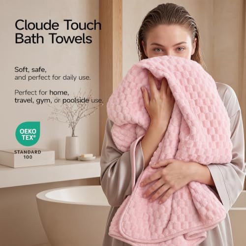 REDKISS Pink Microfiber Bath Towels Lagre - Image 2