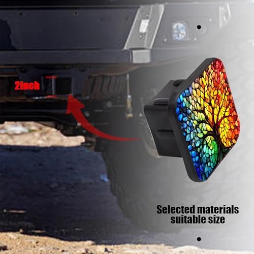 Hitch Cover Fits for 2 Inch Hitch Stained Glass Tree of Life Towing Hitch Plug - Image 3