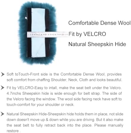 2 Pack Sheepskin Car Seat Belt Cover Pads | Long Wool Seatbelt Cushions - Image 4