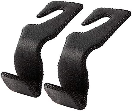 Headrest Hooks for Car, Back Seat Organizer Black Leather Hanger Holder Hook by AMVOYOA