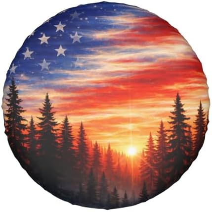 Spare Tire Cover，American Flag Sunset Fores Camper Spare Tire Cover Waterproof - Image 7