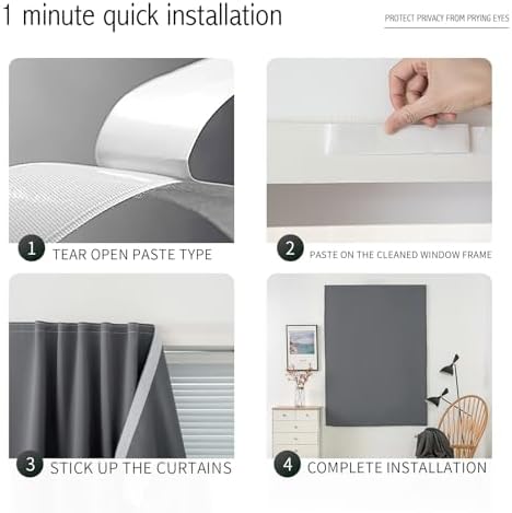 Portable Light Blocking Curtains Self Stick Design Removable Adhesive Window - Image 3