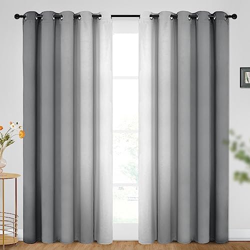 SimpleHome Ombre Curtains Grey to Grey White by SimpleHome