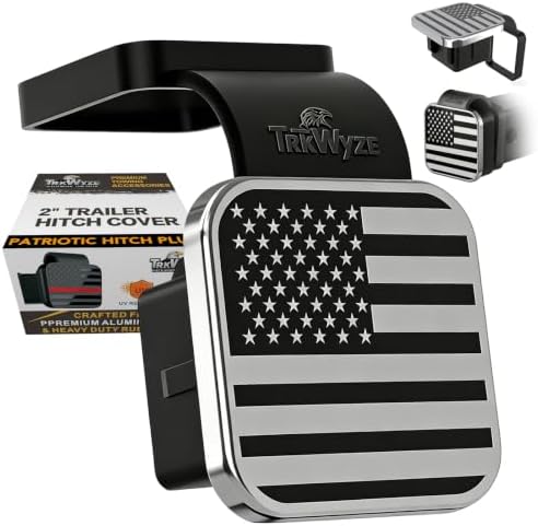 Hitch Cover, Aluminum American Flag, CAR WASH Safe, UV Resistant by TrkWyze