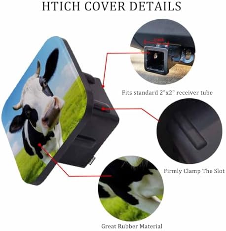 Cow Receiver Hitch Cover, Cute Farm Cattle Cow Milk Green Meadow Towing Hitch - Image 3