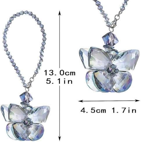 Crystal Glass Butterfly Car Key Charm Mirror Hanging Ornaments Gift - Image 2