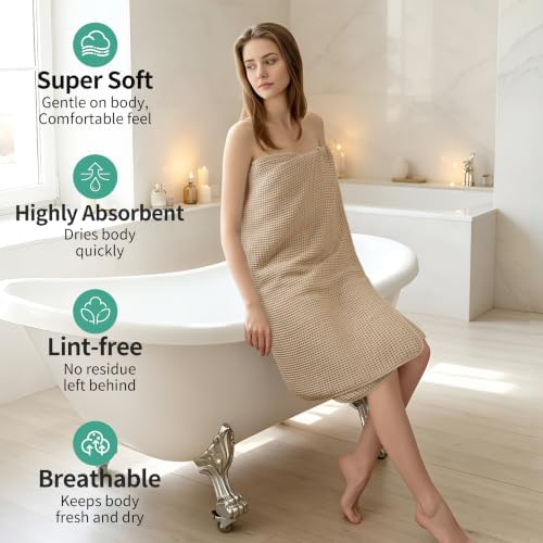 Microfiber Waffle Bath Towels, 4 Pieces, Fast Drying, Lint Free 430 GSM - Image 4