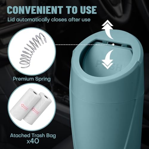 Car Trash Bin with Lid-2 Packs Garbage Can Cup Holder-Dark Green Mini Leakproof - Image 6