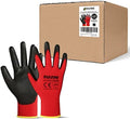 DULFINE Safety Work Gloves for Men 60 Pairs, Ultra-Thin PU Coated Red M by DULFINE