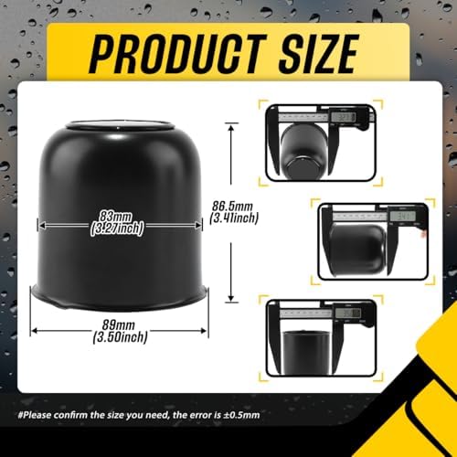 4Pcs 3.27" Stainless Trailer Wheel Center Caps, 3.41" H Matte Black - Image 3