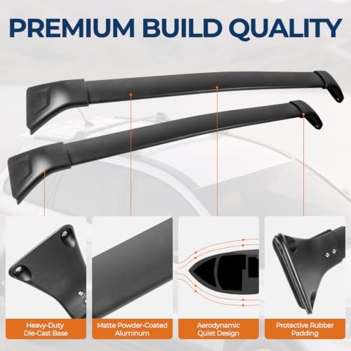 KUIPERAUTO 165lbs Aluminum Roof Rack Cross Bars Compatible - Image 4