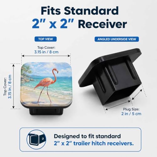 Beach Flamingo Hitch Cover Receiver Tube Hitch Plug, Tool-Free Install Tow - Image 2