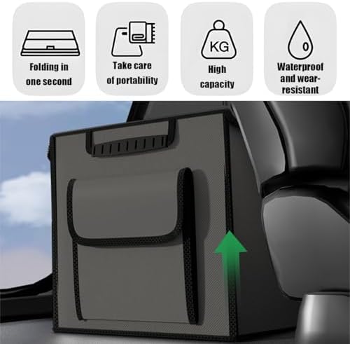 Car Trunk Organizer with Lid Collapsible Oxford Cloth Grey - Image 5