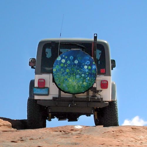 Camping Spare Tire Cover Blue and Green Flowers Weatherproof Universal Wheel - Image 5