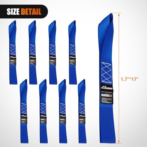Nilight Soft Loop 1.7"x17" Motorcycle Tie Down Straps 12, 000LBS 8PK Blue - Image 2