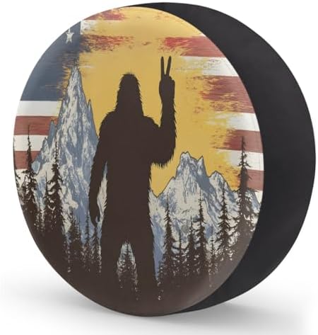 Bigfoot Flag Fun Spare Tire Cover Dust-Proof Wheel Protector - Image 2