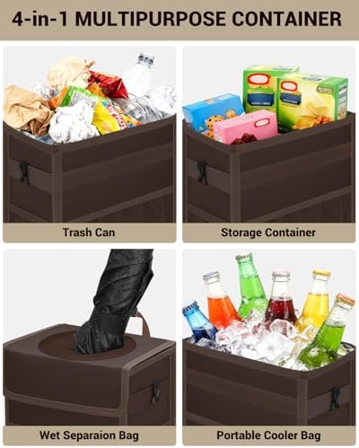 Capolo Car Trash Can with Lid, Leakproof Car Garbage Can Car Trash Bag - Image 5