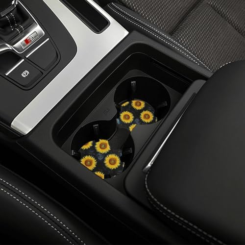 Sunflower Steering Wheel Cover Floral Car Accessories+ 2 Car Coasters - Image 7