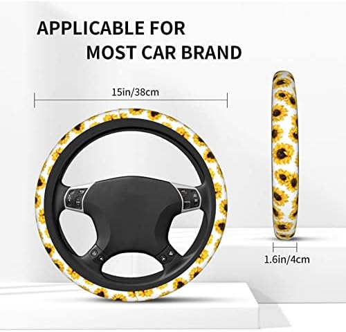 Yellow Sunflower Flower Steering Wheel Cover - Image 4