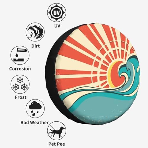 Sun and Sea Waves Spare Tire Cover Nature Poster Polyester Universal Wheel Tire - Image 6
