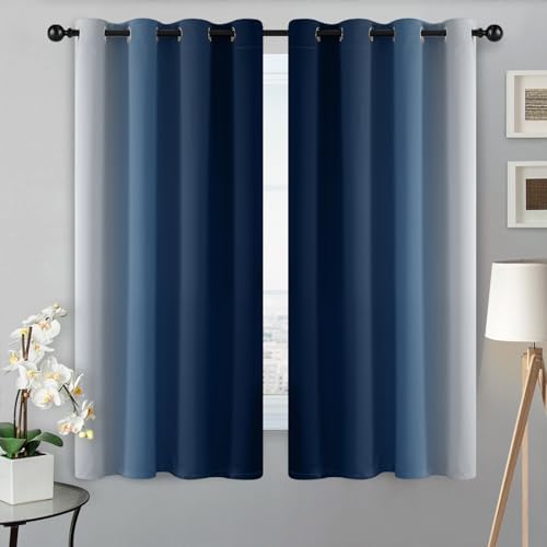 SimpleHome Ombre Blue to Grey White Curtains - Image 2