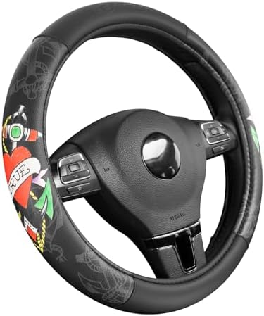 ED HARDY Heart Print Steering Wheel Cover, Fits 14.5-15.5 Inch Steering Wheels by EdHardy