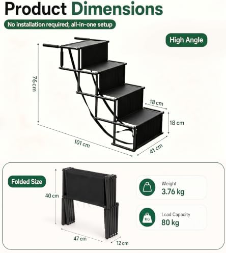 Foldable Dog Stairs Steps for Car Truck SUV, Stairs for Dogs to Get in Car - Image 2