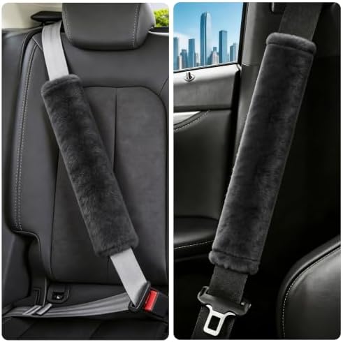 Amooca 15.7in Extra Long Furry Universal Car Seatbelt Cover Shoulder Pad - Image 4