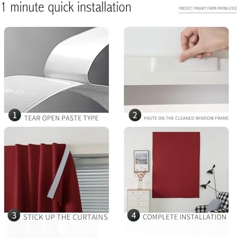 Self Adhesive Curtains, Stick Curtain Blackout Shades Window Cover Curtains - Image 3