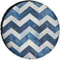 Camping Spare Tire Cover 14inch Blue and White Chevron Waterproof Polyester by HighonHi