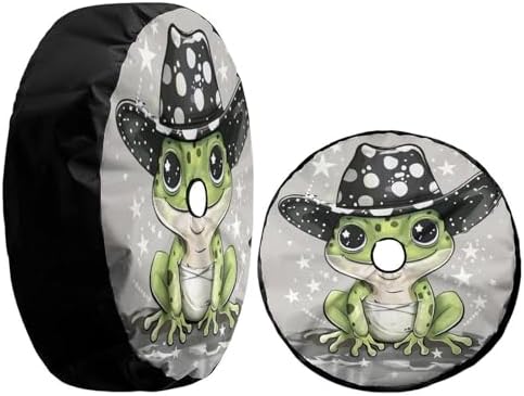 Cartoon Frog Wearing Cowboy Hat Spare Tire Cover - Image 3